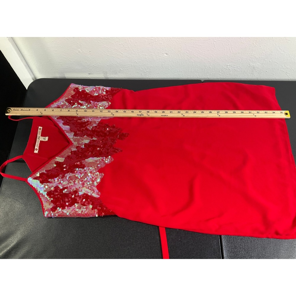 Chelsea & Violet Red Sequin Dress Womens Sz‎ M Spaghetti Strap Party Cocktail - Picture 12 of 13